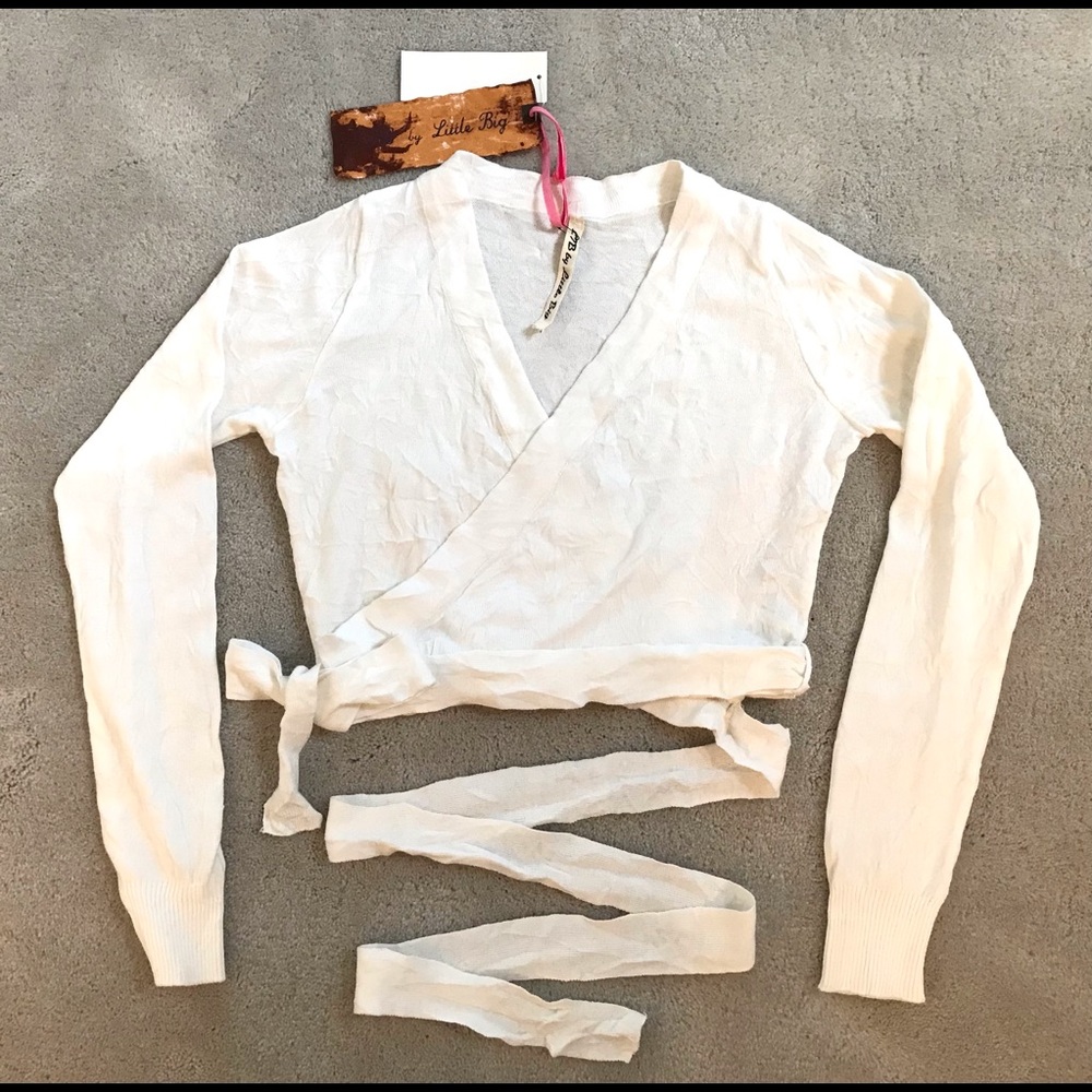 ✈️ From Europe - Crinkle Knit Wrap Cardigan with Cross-ties